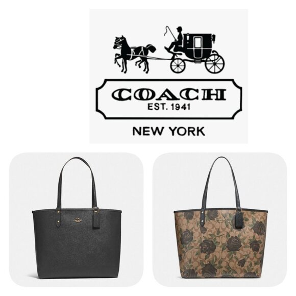 Coach REVERSIBLE CITY TOTE WITH CAMO ROSE FLORAL PRINT - Picture 1 of 16